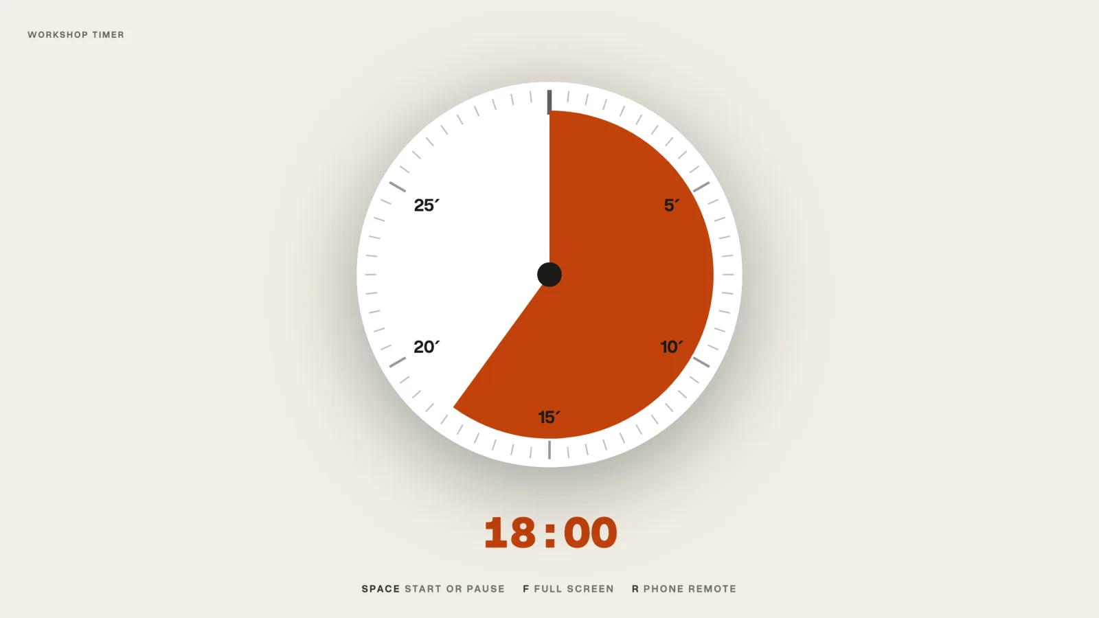 The timer in cream and deep orange